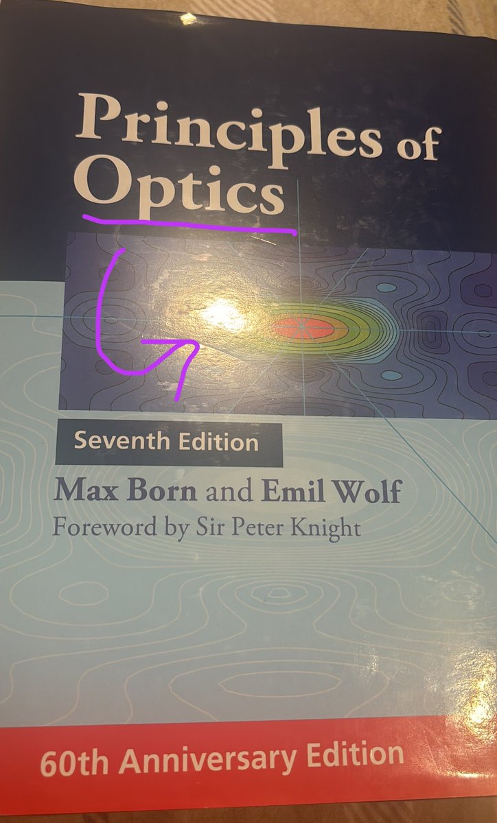 The original May 2024 photograph of Born and Wolf’s Principles of Optics, marked in purple.
