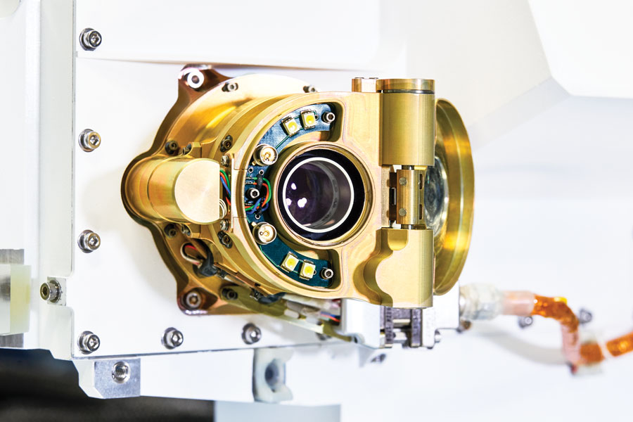 NASA’s SHERLOC engineering model undergoing laboratory tests.